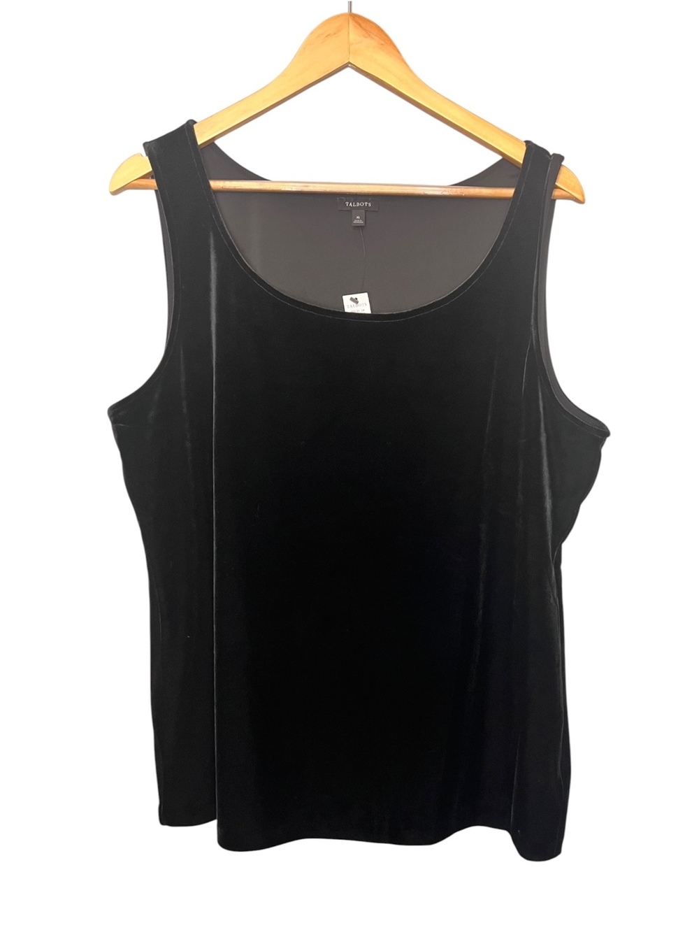 NWT Talbots Black Velvet Scoop Neck Tank Top Size XL Stretch Sleeveless Fall